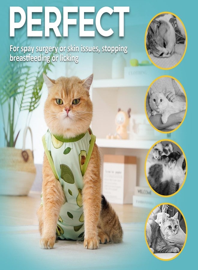 Avont Cat Recovery Suit - Kitten Onesie for Cats After Surgery, Cone of Shame Alternative Surgical Spay Suit for Female Cat, Post-Surgery or Skin Diseases Protection -Avocado(S) - Image 4